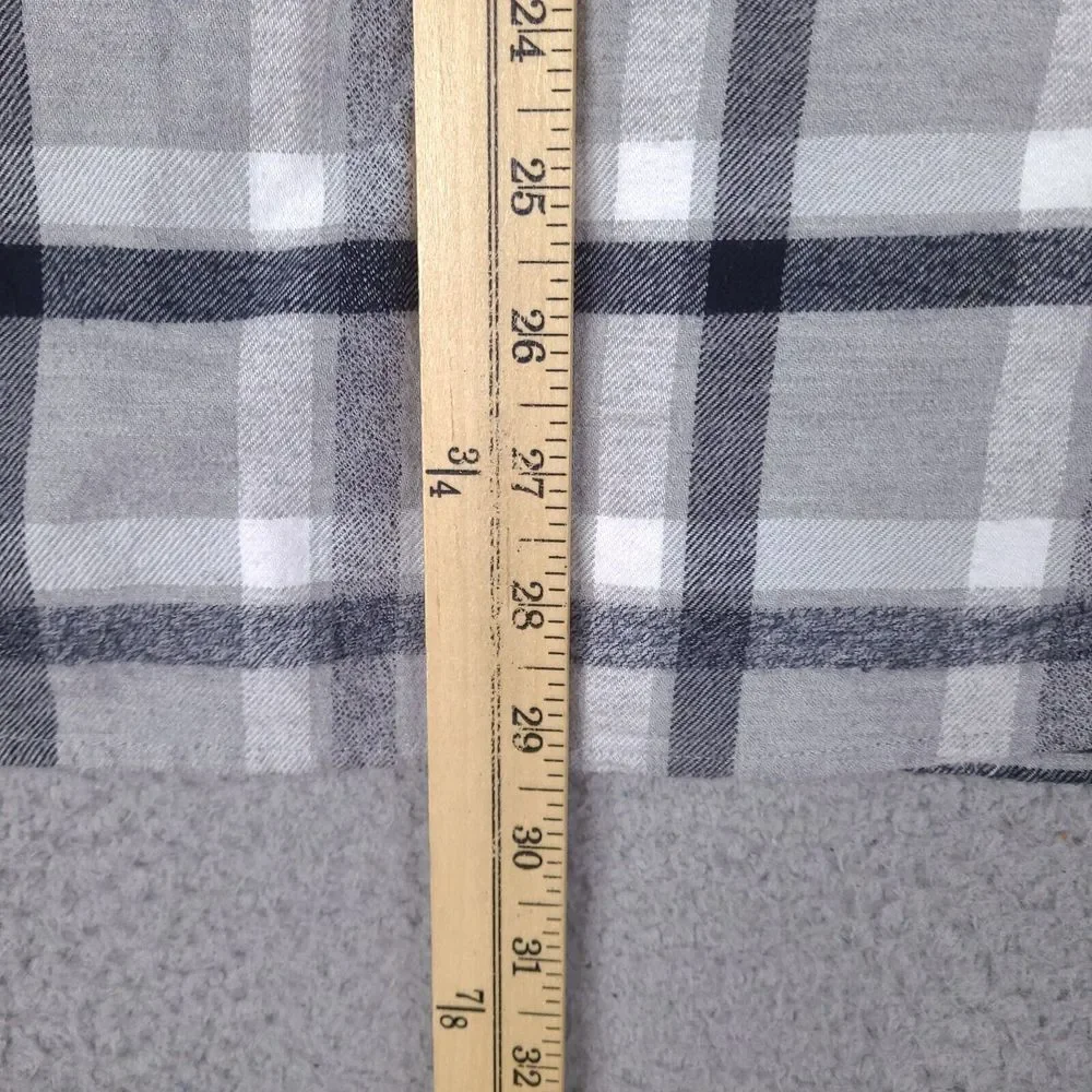 J Crew Flannel Shirt Men's XL Gray Plaid Cotton Button‎ Down Pockets Outdoor